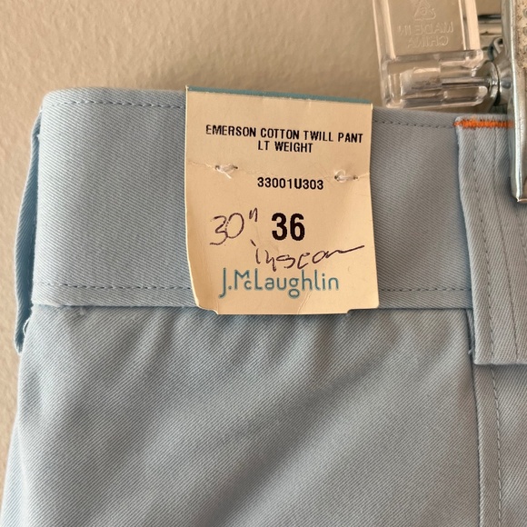 J.McLaughlin Sz 36 LightBlue Taylor Straight Fit Chino in Italian Twill Cotton - Picture 10 of 13